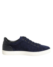 Dolce & Gabbana Blue Leather Suede Low Top Sneakers Shoes