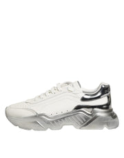 Dolce & Gabbana White Silver Daymaster Low Top Sneakers Shoes