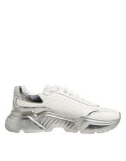 Dolce & Gabbana White Silver Daymaster Low Top Sneakers Shoes