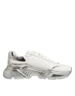 Dolce & Gabbana White Silver Daymaster Low Top Sneakers Shoes