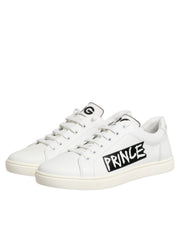 Dolce & Gabbana White Prince Leather Low Top Men Sneakers Shoes