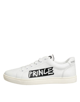 Dolce & Gabbana White Prince Leather Low Top Men Sneakers Shoes