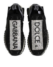 Dolce & Gabbana Black Strass Slip On Men Sorrento Sneakers Shoes