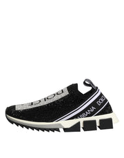 Dolce & Gabbana Black Strass Slip On Men Sorrento Sneakers Shoes