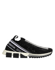 Dolce & Gabbana Black Strass Slip On Men Sorrento Sneakers Shoes