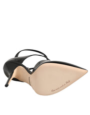 Dolce & Gabbana Black Leather T-STRAPS Heels Sandals Shoes