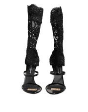 Dolce & Gabbana Black Floral Lace Heels SANDALS Shoes