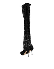 Dolce & Gabbana Black Taormina Lace Socks Pumps Boots Shoes