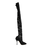 Dolce & Gabbana Black Taormina Lace Socks Pumps Boots Shoes