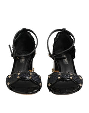Dolce & Gabbana Black Studded Ankle Strap Sandals Shoes