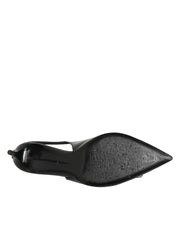 Dolce & Gabbana Black Patent Leather Crystal Slingback Shoes