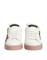 Dolce & Gabbana White Leather Sacred Heart Sneakers Shoes
