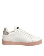 Dolce & Gabbana White Leather Sacred Heart Sneakers Shoes