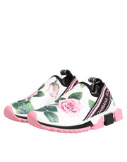 Dolce & Gabbana White Rose Print Sorrento Sneakers Shoes