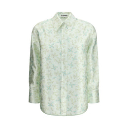 Jil Sander Green Silk Pattern Shirt