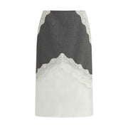 Jil Sander Gray Polyester Midi Skirt