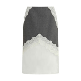 Jil Sander Gray Polyester Midi Skirt