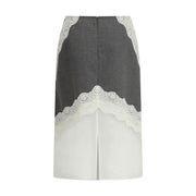 Jil Sander Gray Polyester Midi Skirt