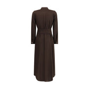 Ella Brown Silk Casual Dress