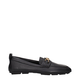 Versace Black Leather Slip-On Loafers