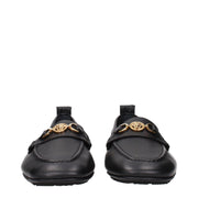 Versace Black Leather Slip-On Loafers