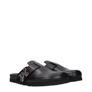 Palm Angels Black Leather Slippers