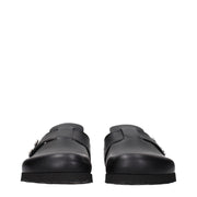 Palm Angels Black Leather Slippers