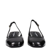 Dolce & Gabbana Black Leather Mid Heel Pumps