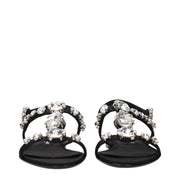 Dolce & Gabbana Black Satin Flat Sandals