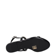 Dolce & Gabbana Black Satin Flat Sandals