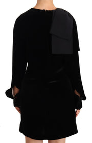 N.21 Sheath A-line Black Viscose Long Sleeves Round Neck Mini Dress