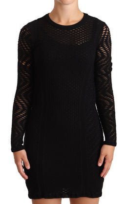 Missoni Bodycon Sheath Black Viscose Long Sleeves Mini Dress