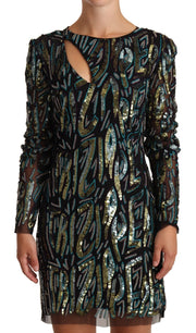 Patrizia Pepe Sheath Multicolor Sequin Long Sleeves Mini Dress