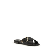 Prada Black Calf Leather Bos Taurus Flat Sandals