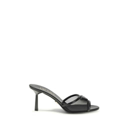 Prada Black Calf Leather Bos Taurus Stiletto Heel Sandals