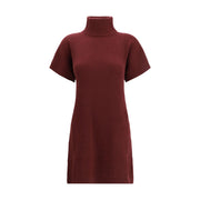 Brunello Cucinelli Bordeaux Fleece Wool Casual Dress