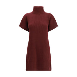 Brunello Cucinelli Bordeaux Fleece Wool Casual Dress