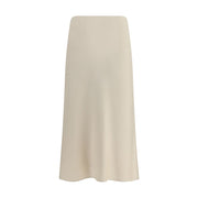 Brunello Cucinelli Cream Acetate Midi Skirt