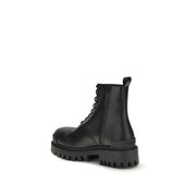 Balenciaga Black Calf Leather Bos Taurus Lace-Up Boots