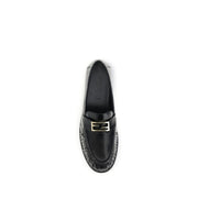 Fendi Black Calf Leather Bos Taurus Slip-On Loafers