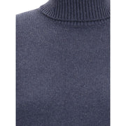 Brunello Cucinelli Blue Fleece Wool Turtleneck