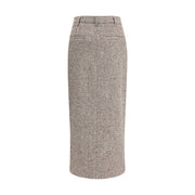 Brunello Cucinelli Brown Fleece Wool Long Skirt