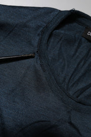 Dolce & Gabbana Dark Blue Silk Crew Neck Short Sleeve T-shirt