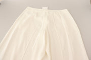Tonello White High Waist Pleated Straight Formal Trouser Pants
