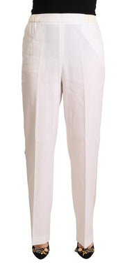 Fabiana Filippi Linen White High Waist Straight Formal Trouser Pants