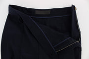 Ermanno Scervino Blue Virgin Wool Slim Fit Casual Pants