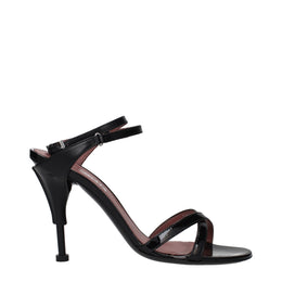 Premiata Black Leather Stiletto Heel Sandals