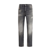 Diesel Gray Cotton Relaxed Fit Jeans