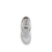 Miu Miu White Calf Leather Bos Taurus Athletic Sneakers