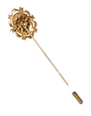 Dolce & Gabbana Gold Tone Green Stone Antique Men Accessory Brooch Pin